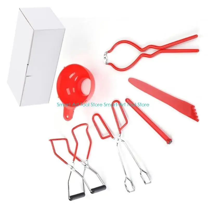 E1PB 6-Piece Canning Lifter Set with Jar Tongs & Basket - Stainless Steel Kitchen Utensils for Boiling, Preserving, Pickling