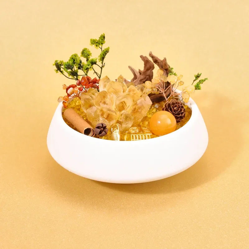 Crystal Bonsai At Home and Abroad Micro Landscape Citrine Cluster Lucky Gravel Home Desktop Creative
