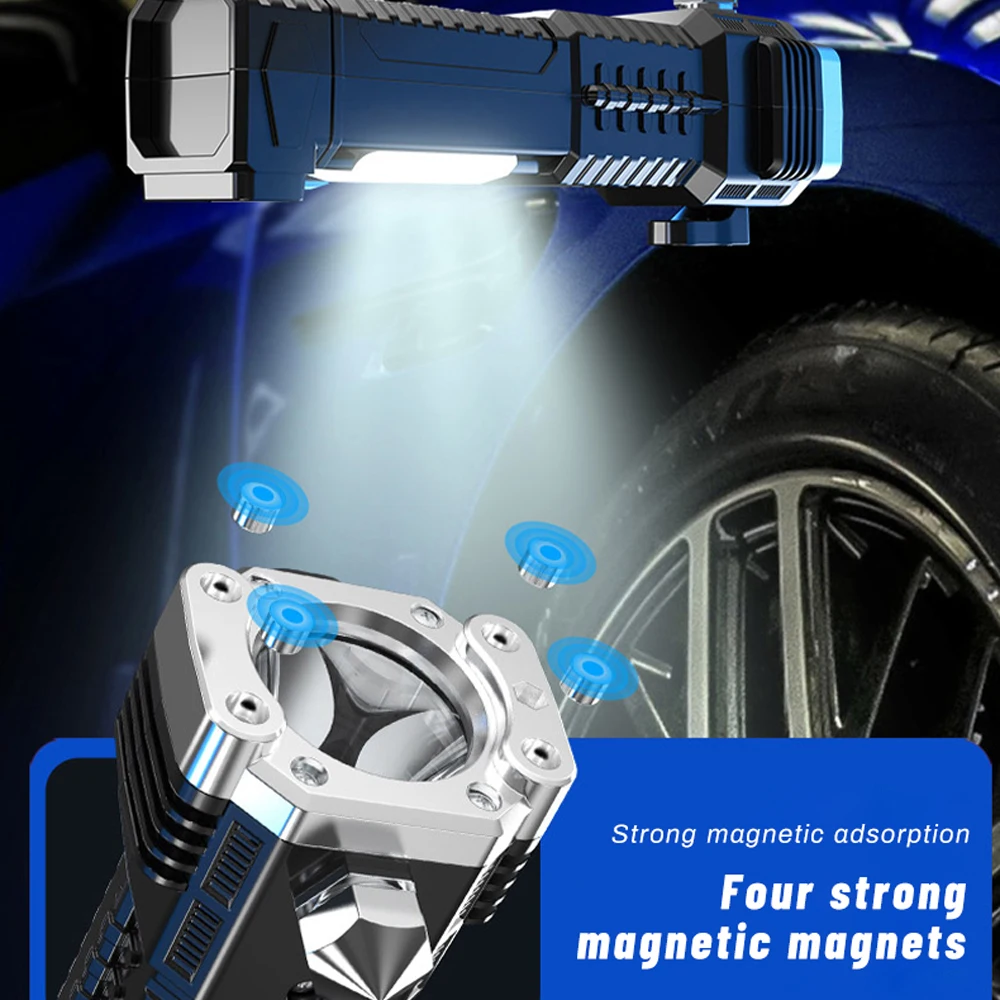 High Power LED Flashlight With Hammer Self Defense Rechargeable C Type Torch Light Lantern Power Bank For Camping Fishing