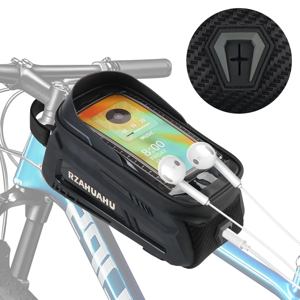 MTB Road Bike Bag Touch Screen Waterproof Cycling Bag Top Frame Tube Bag with Sun-Visor Bicycle Bag Phone Case Bike Accessories