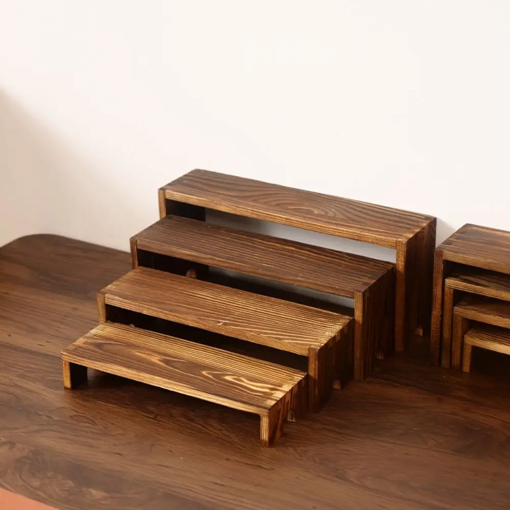 

4Pcs/Set New Wooden Tiered Riser Storage Multifunctional Desktop Display Stand Large Shelf Organizer Dessert