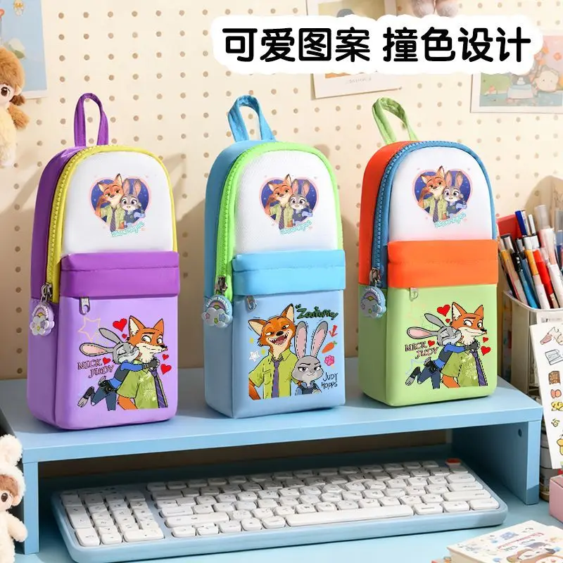 Disney Cute Cartoon Judy Nick Nieuwe unisex meerlaagse etui voor jongens en meisjes, stijlvolle en grote capaciteit briefpapierdoos