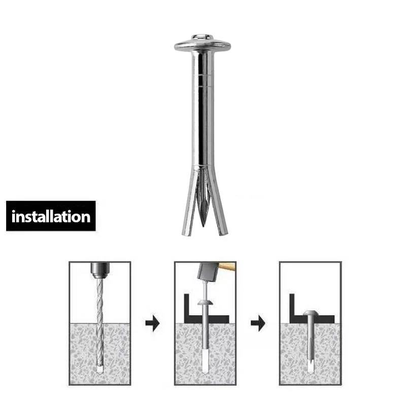 مطرقة محرك دبوس مرساة الصلبة جدار الإطار تحديد المكونات مع المسامير ، M6 مطرقة محرك مسمار في مرساة للخرسانة والبناء والطوب