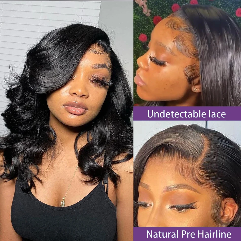 Full Frontal Bob Wig 13x4 Lace Frontal Wig Body Wave 180% Density Transparent Lace Loose Body Wave Human Hair for Black Women