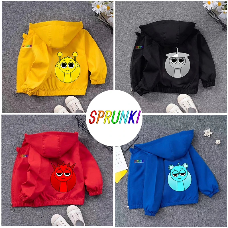 

Sprunki Kid Waterproof Jacket Boy Girl Cute Cartoon Anime Windbreakers Outdoor Trendy Cool Clothes Tops Children's Coat Gift Hot