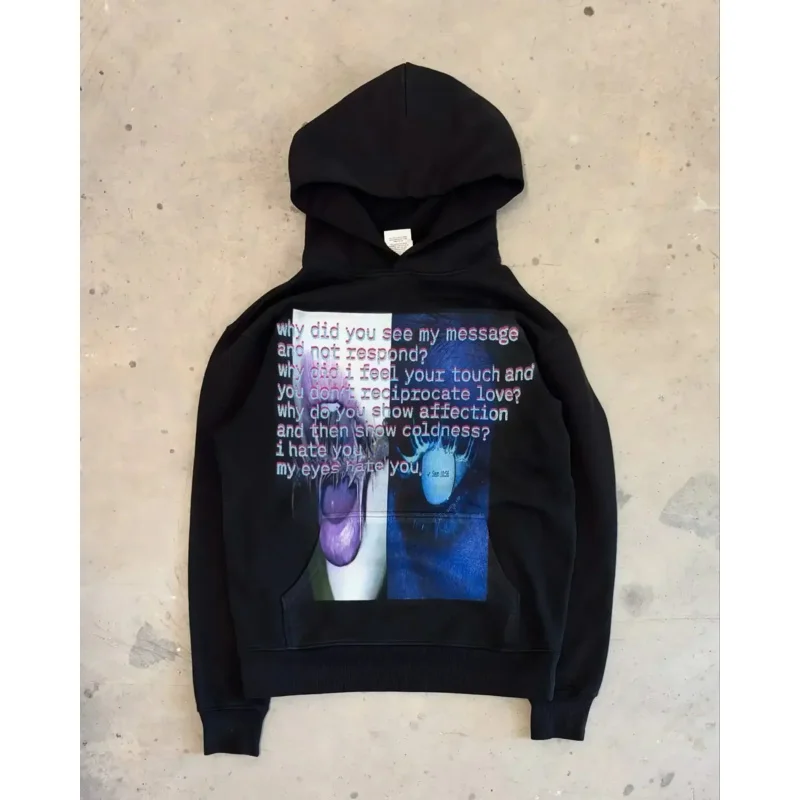 سترة بغطاء للرأس على شكل هيب هوب من A Bear's Home Grunge مع قلنسوة للسيدات ملابس علوية هاراجوكو غير رسمية بحروف قوطي كبيرة الحجم للرجال 2025 جديد