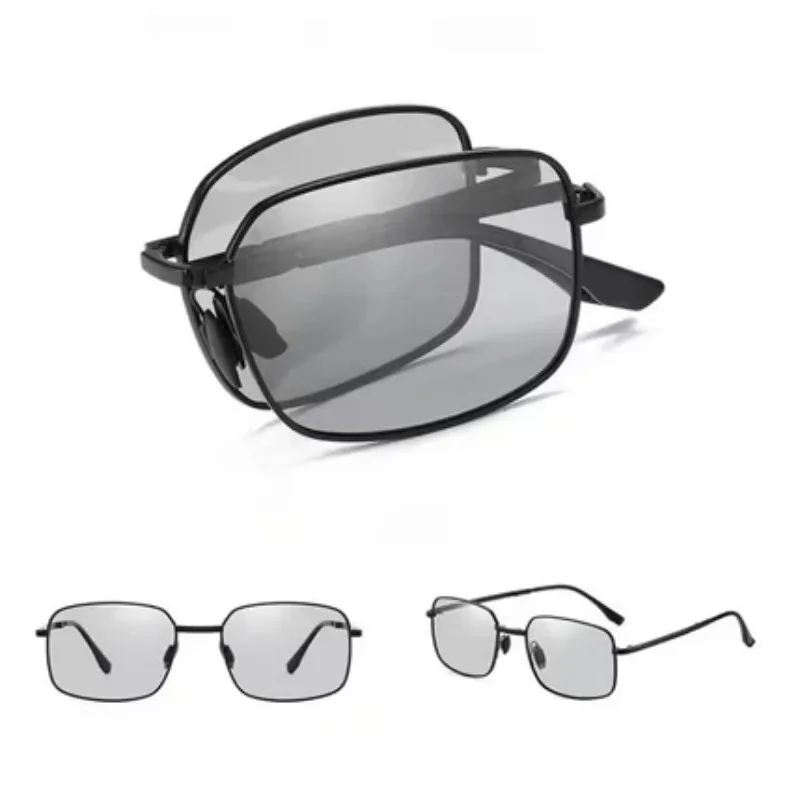 Polarisierte Faltbare Sonnenbrille für Herren Tag- und Nachtfahrten Dual-Use Quadratische Farbwechselnde Fahrbrille – Detail 7