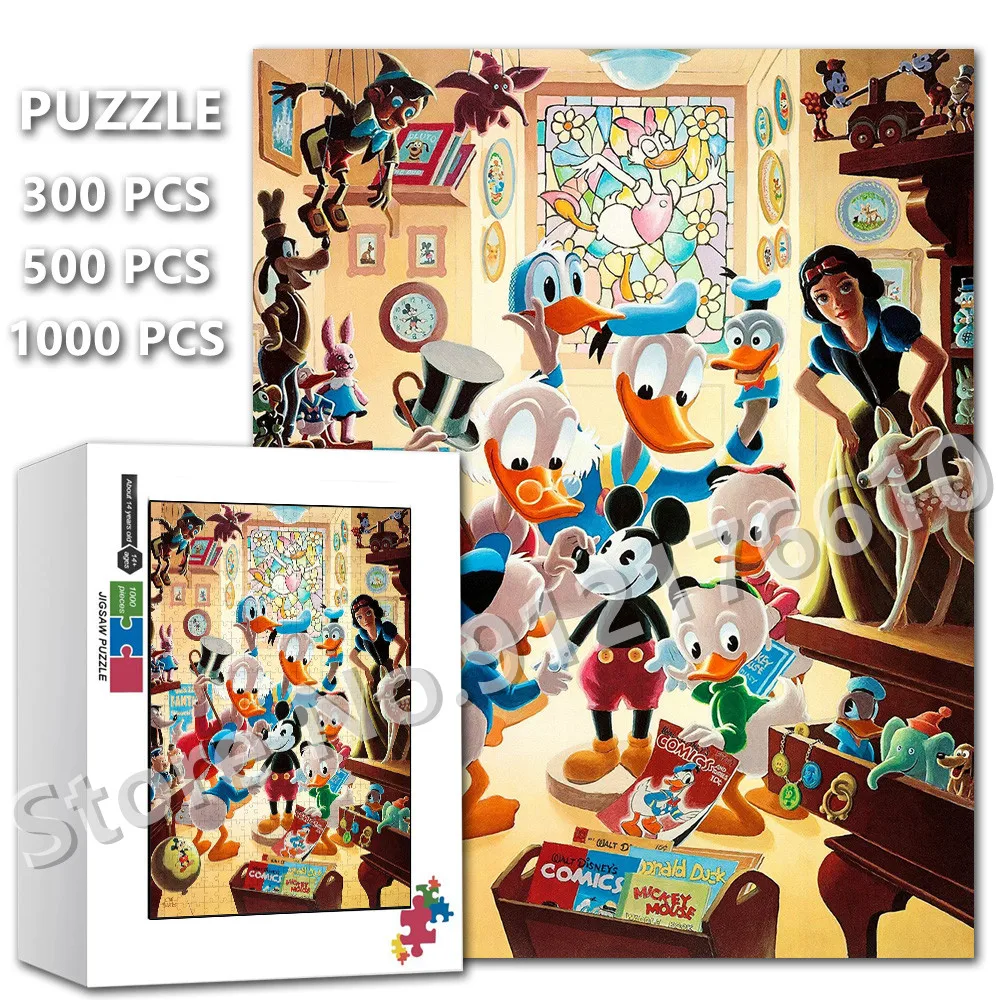 Snow White Mickey Pinocchio Dumbo Jigsaw Puzzle 300/500/1000 Pieces Nursery Cartoon Disney Comic Assembling Puzzle Kids Toys