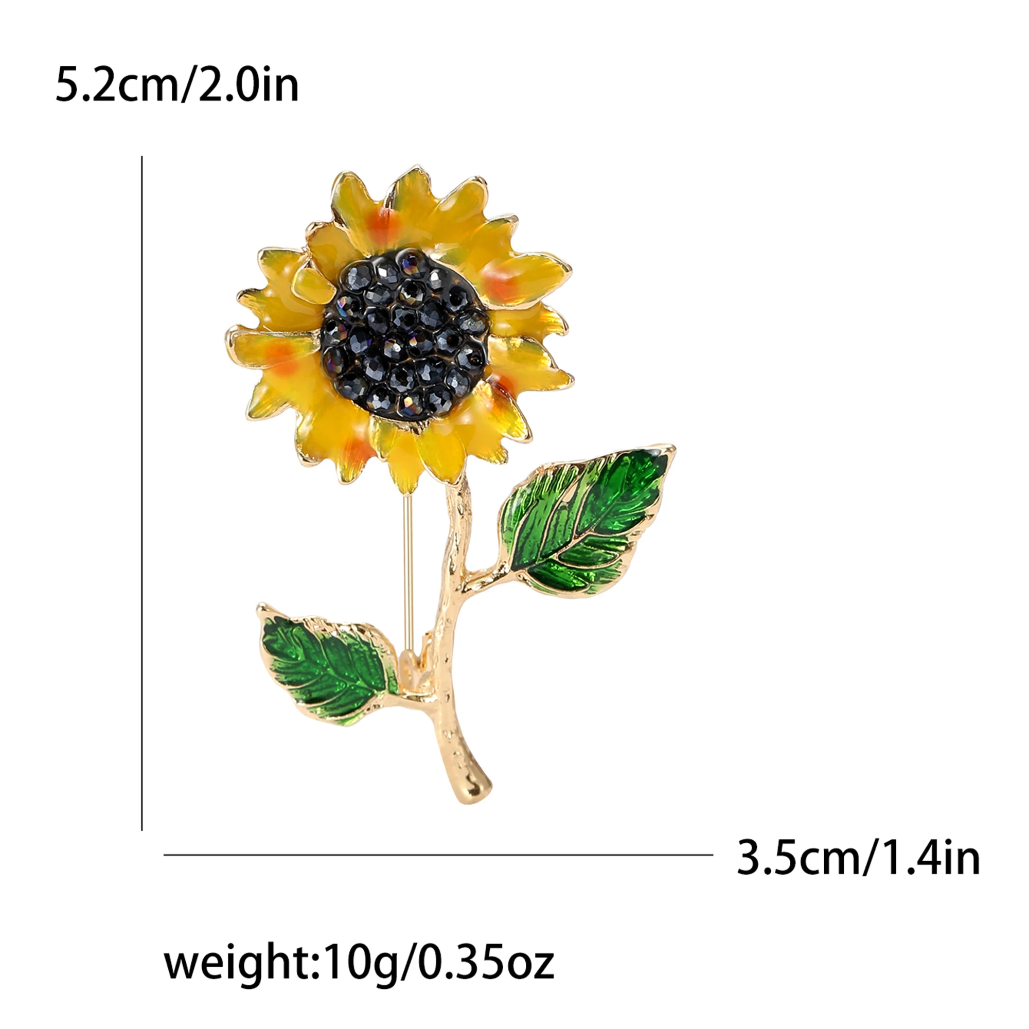 Rhinestone Sunflower Flower Brooches for Women Unisex Enamel Botanical Pins Banquet Party Backpack Gifts Jewelry Accessories view 4