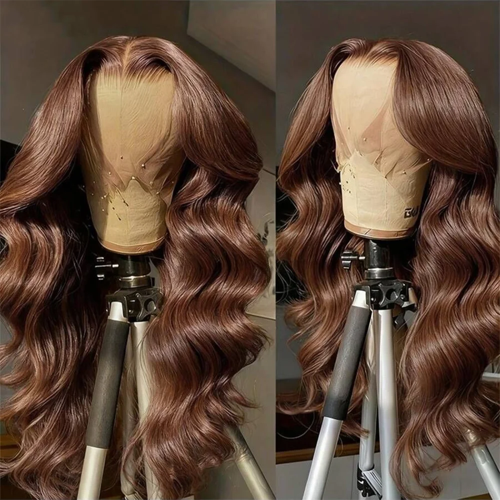 

HD 200% 30 38Inches Chocolate Brown Body Wave 13x4 Lace Front Human Hair Wigs Brazilian Loose Wavy Transparent Lace Frontal Wig