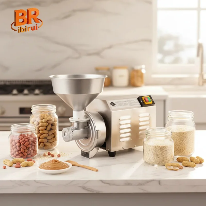 

Birui Small Commercial Peanut Almond Sesame Seeds Paste Sauce Nut Butter Maker Grinder 40KG/H Capacity 220V