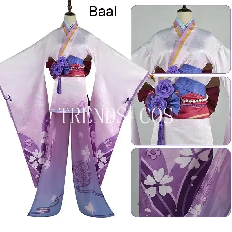 Anime Cosplay Raiden Ei Beelzebul Costume Cosplay Raiden Shogun Kimono Beelzebul Abiti per Comic Con Festa di Halloween
