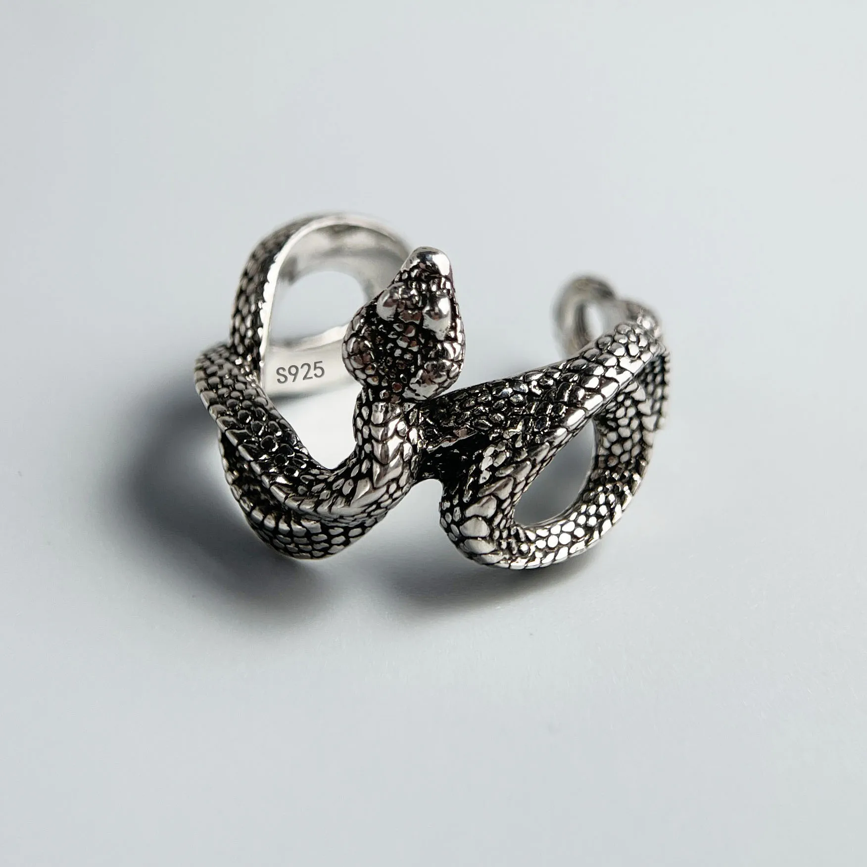 925 Sterling Silver Rings for Women Couple Minimalist Handmade Simple Vintage Snake Ring Fine Jewelry Gift Prevent Allergy - view 5