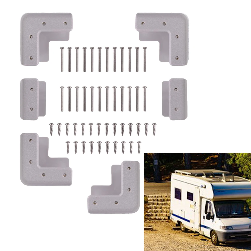 6Pcs ABS Gray Corner Mounting Brackets Kit With Screws For Solar Panel RV Boat Yacht Rack No Drill Installation Accessories