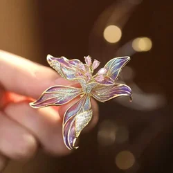 1Pc Delicate Iris Flower Brooch for Men Women Exquisite Flower Plant Pins Brooches Jewelry Trendy Accessories Party Gifts 2024
