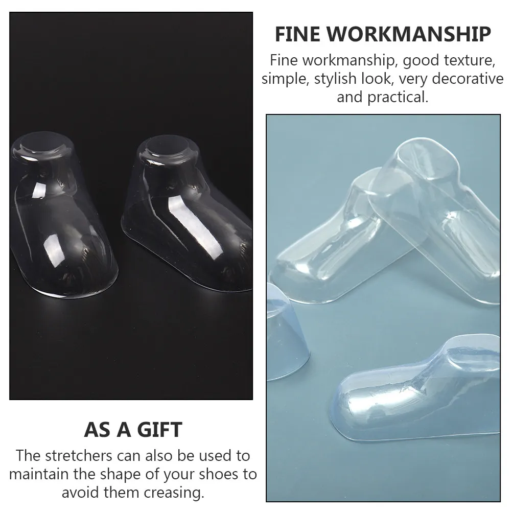 

100 шт. прозрачных подставок для детской обуви из ПВХ, держатели в форме стопы младенца, защита от деформации для демонстрации и хранения носков и пинеток, подарок