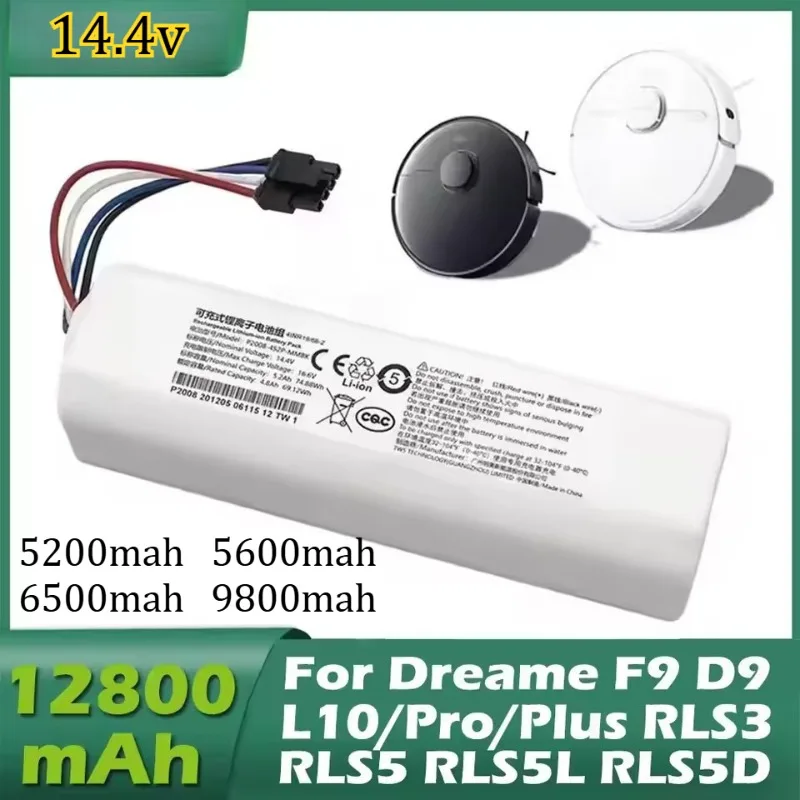 6500mAh Compatible with For Dreame S10 D9 F9 L10/Pro/Plus Sweeping Machine Battery 14.4V Long Range Rechargeable  Battery