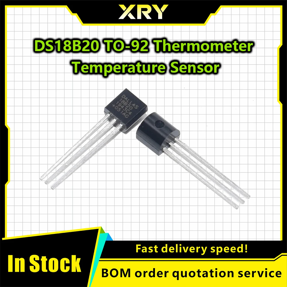 XRY 5/10/20pcs Temperature Sensor Electronic Chip DS18B20 TO-92 18B20 chips IC DIY Electronic Digital Thermometer -55°C to 125°C