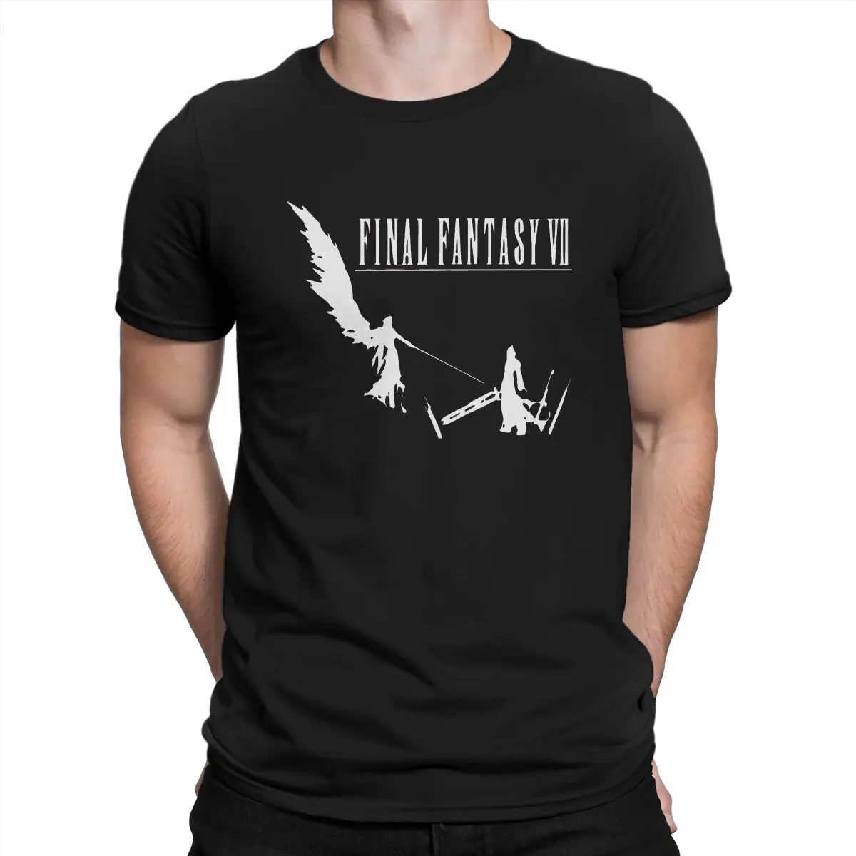 Battle T Shirt for Men Pure Cotton Funny T-Shirts Round Collar F-Final Fantasy Tees Short Sleeve Clothing Gift Idea