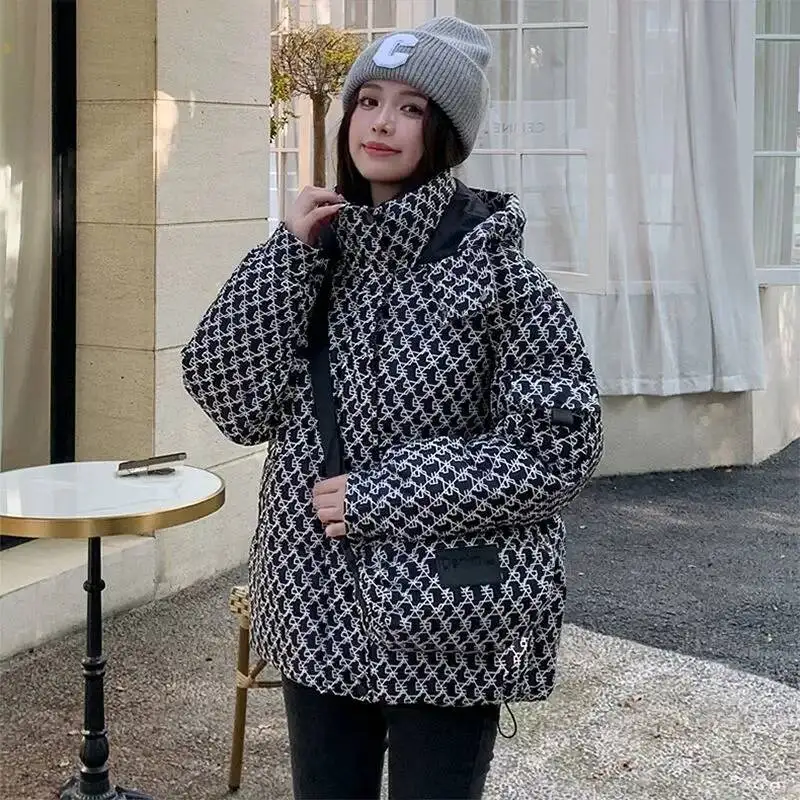 Autumn Winter Down Cotton Coat Women 2026 New Fashion Loose Thicken Jacket Hooded Zipper Pocket Stand-Up Collar Outerwear Female