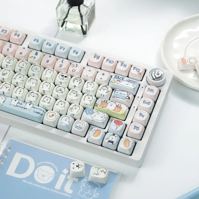 Cute Girly MOA Joke Bear PBT Dye Sub Keycaps Fit HI75 68 87 98 108 Mechanical Keyboard Cartoon Kawaii Lovely 2026 Birthday Gift view 5