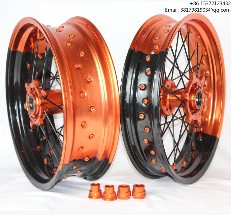 

Hot Selling OEM Bicolor Wheels 17 Inch Supermoto Aluminum Alloy Spoke Wheels for KTM EXC Stark Varg 300