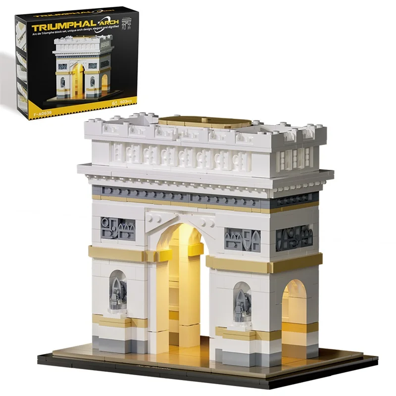 Bloques de construcción MOC France Arc de Triunfo, modelo de arquitectura de punto de referencia mundial, juguetes de ensamblaje DIY, regalo de Navidad para niños, 603 Uds.