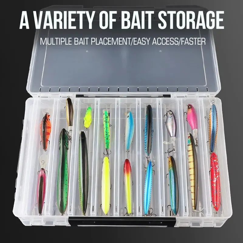 TAIYU 10/14/18 Compartment Double Sided Large Fishing Tackle Box for Storage Big Baits Sea Fishing Lure High Quality Fishing Box