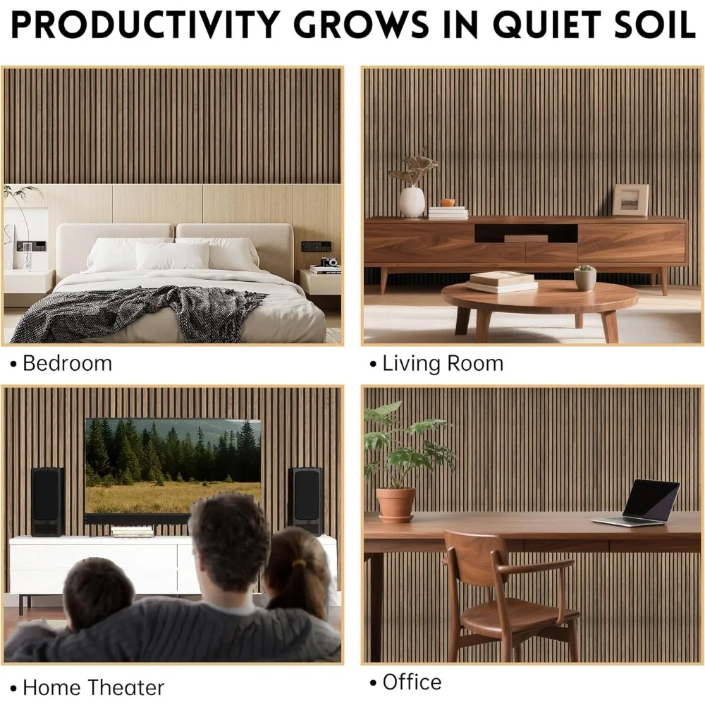 

Wood Slat Acoustic Panels 2-Pack 94.5x11 inch 3D Fluted Sound Absorbing Wall Panels Interior Decor Natural Walnut