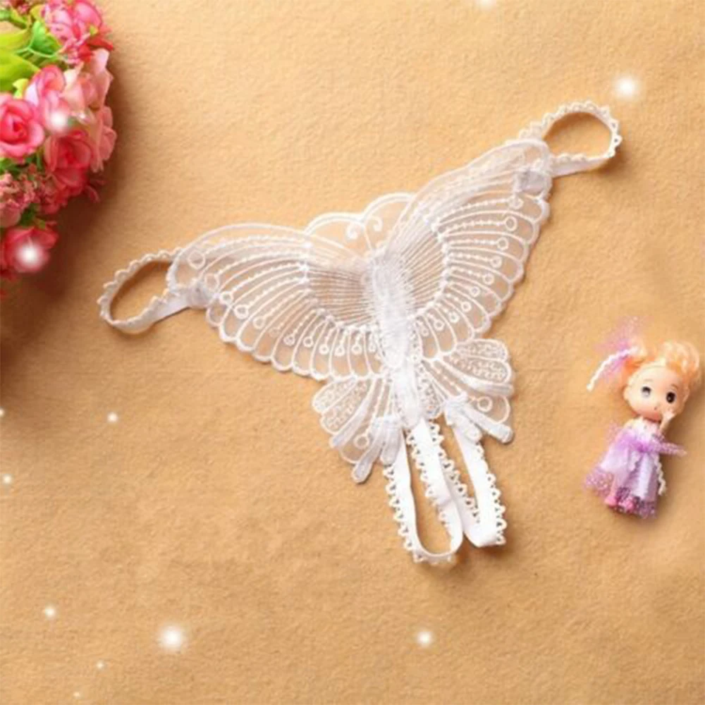 Sexy Lingerie Women Lace Butterfly Thongs G String Lady Crotch Panties Open Crotchles Underpants Ladies Fun G-strings Briefs A5