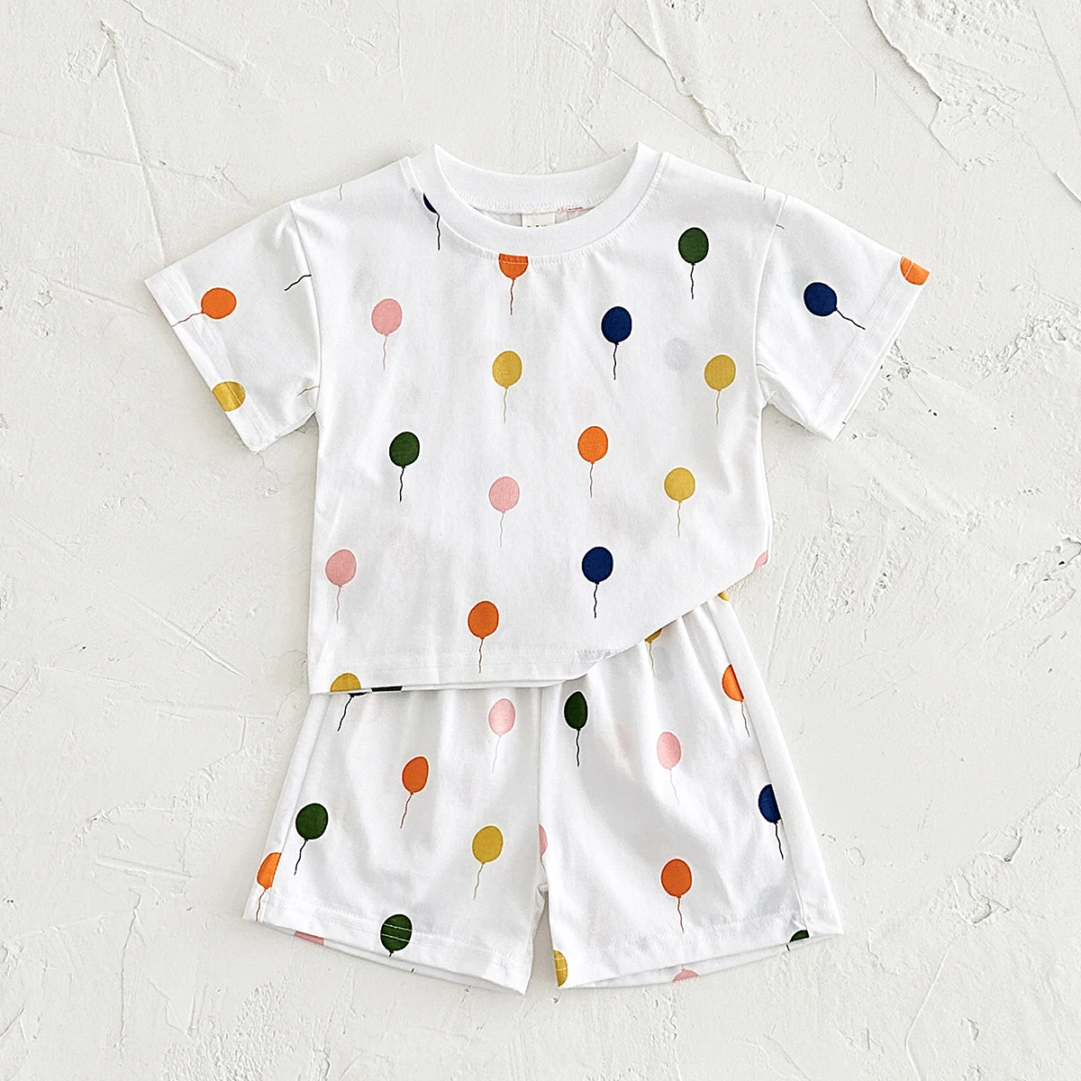 2024 Newborn Summer Baby Girl Boy Clothing Set Casual Cotton Colorful Balloon Print Short Sleeved T-shirt+Shorts Infant 0-3Y