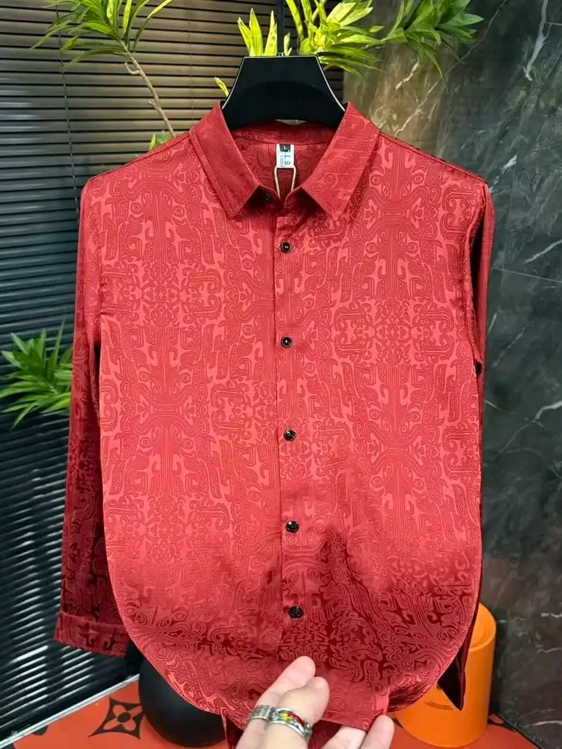 

High Quali Men's Long Sve irt Sli Versatile Busin Casual Spring Autumn New Arrival Cool Personali