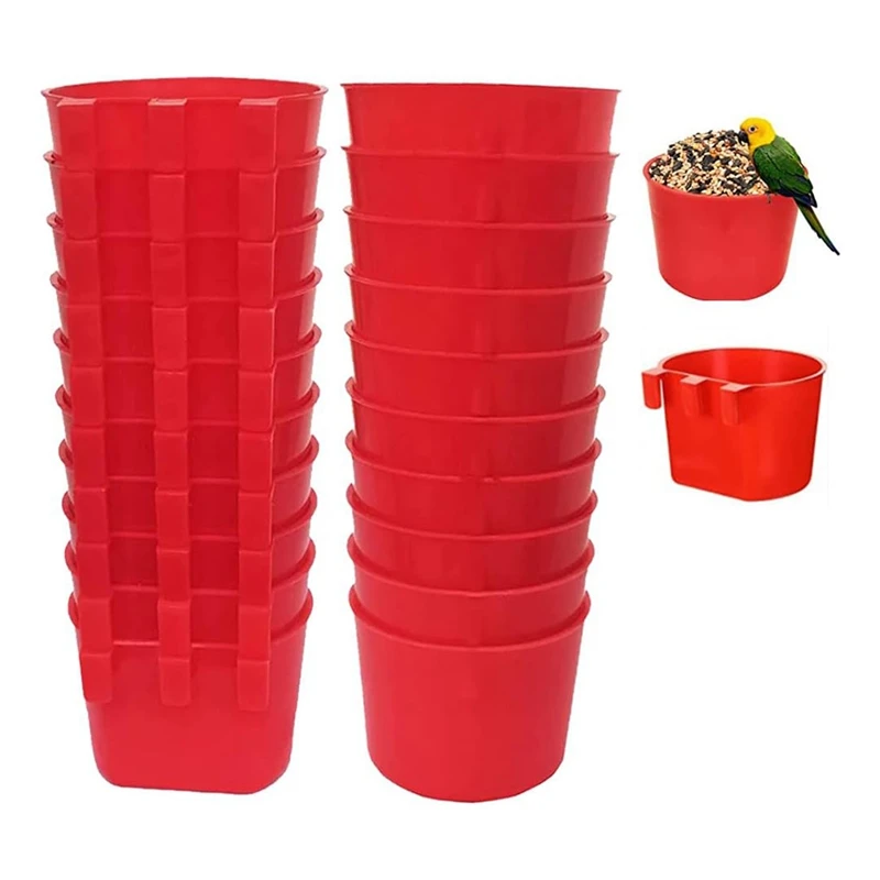 20Pcs Chickens Rabbit Feeders Plastic Birds Feeders Seed Bowl For Cage,Hanging Chicken Water Feeder Cup