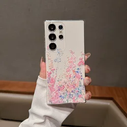 For Samsung Galaxy S21 S22 S23 S24 Ultra Plus FE Case Transparent Flower Shockproof Protection Soft silicone Cover Accessories