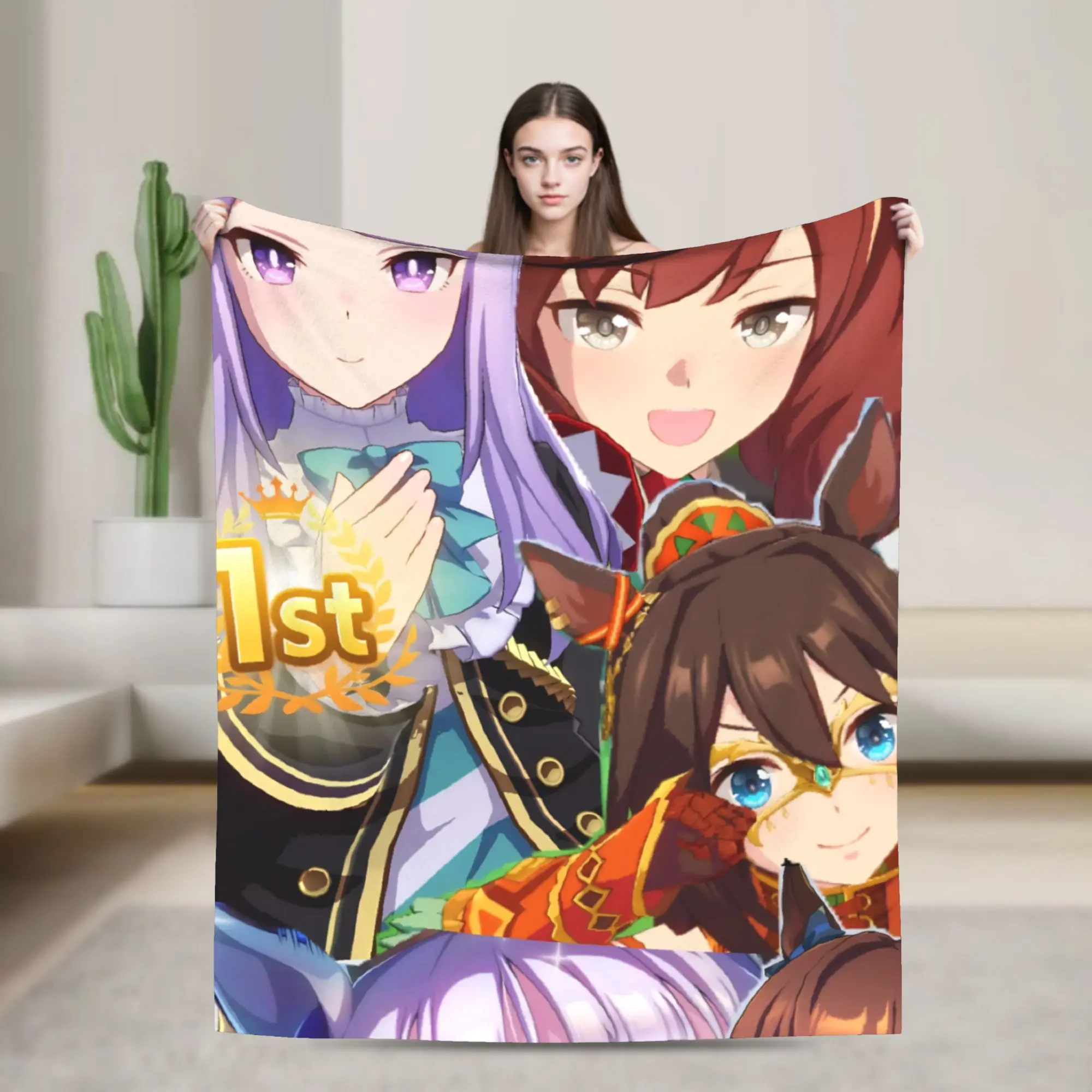 Umamusume جميلة ديربي أنيمي بطانية الترا لينة رمي البطانيات لغرفة المعيشة 50x60 بوصة متعددة الحجم رميات وبطانيات