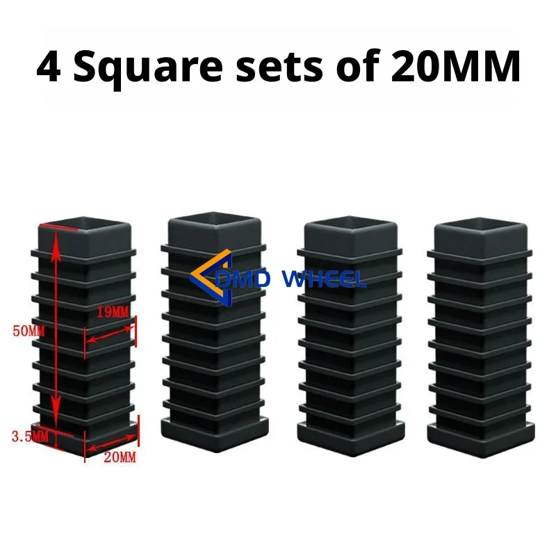 4 Pcs 2''/2.5''/3'' Universal Wheel Square Tube 20mm/25mm/31mm Plug Nuts Stainless Steel Bearing Brake Pulley Mute Caster