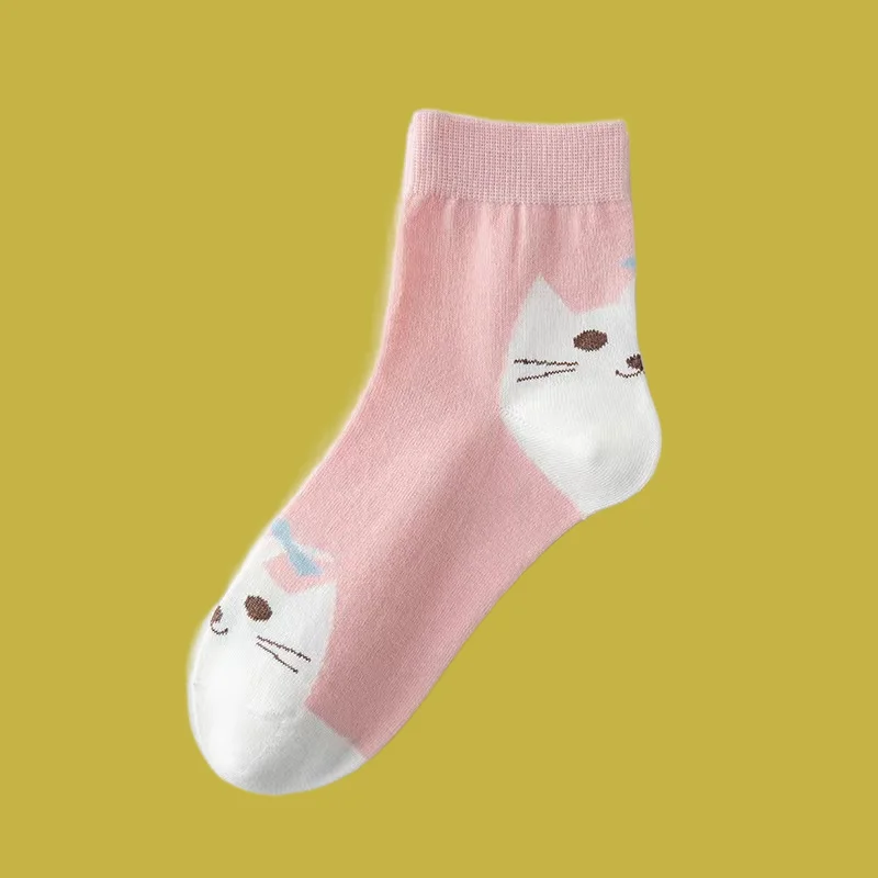 5/10 Paar Baumwoll socken Damenmode Stil Medium Tube Socken Cartoon Damen Socken vielseitige Damen hochwertige Socken