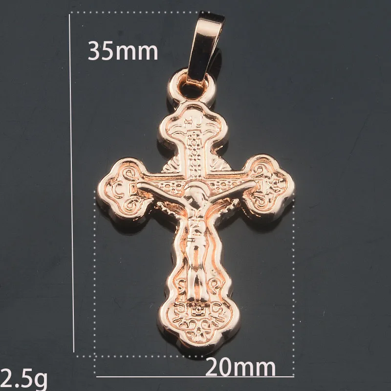 Fashion Jewelry Men Women 585 Rose Gold Color Smart Cross Pendant Link 50cm Necklace Chains