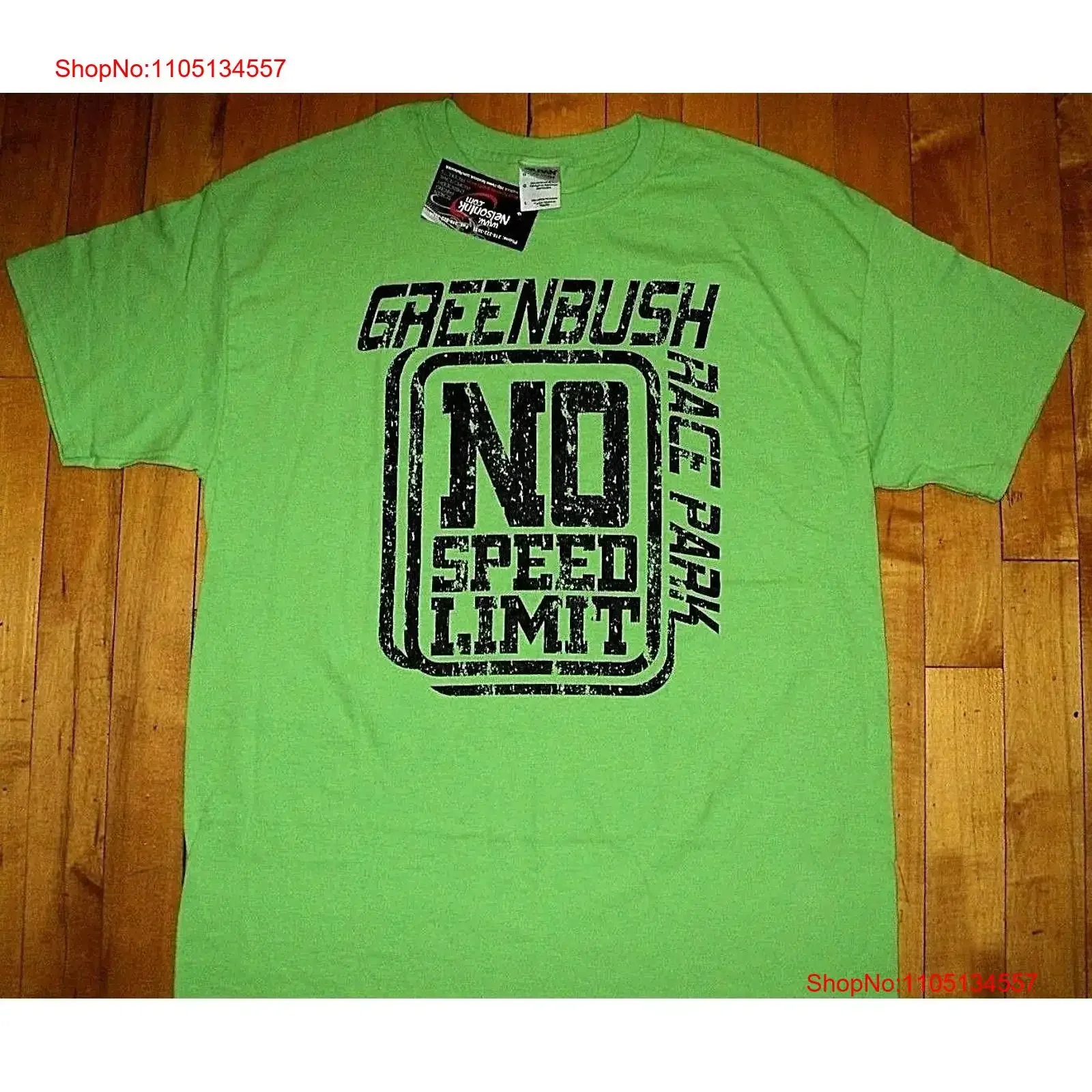 GREENBUSH RACE PARK Auto Racing Minnesota NWT Original Green T Shirt Size Large vintage Washed Stretched Soft graphic Casual