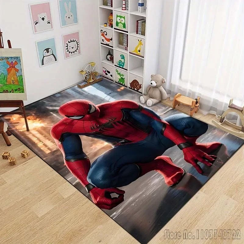 Anime Marvell Spider Man karpet bergambar untuk ruang tamu kamar tidur dekorasi Sofa anak-anak bermain Area rumah anti-selip tikar lantai hadiah