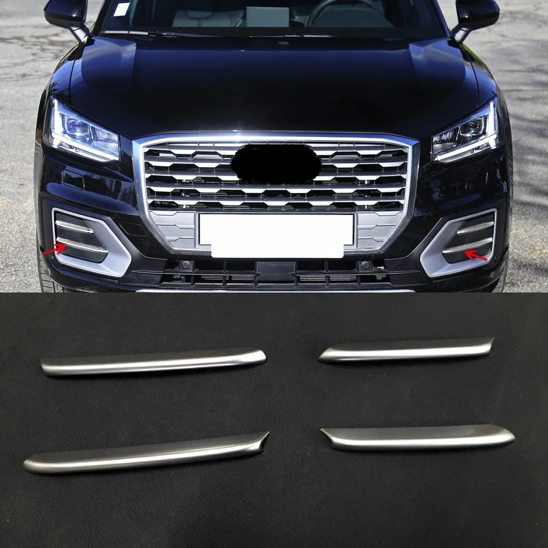 

For Audi Q2 2017 2018 Car Styling ABS Matte Front Fog Light Lamp Decoration Strips Cover Trim 4pcs