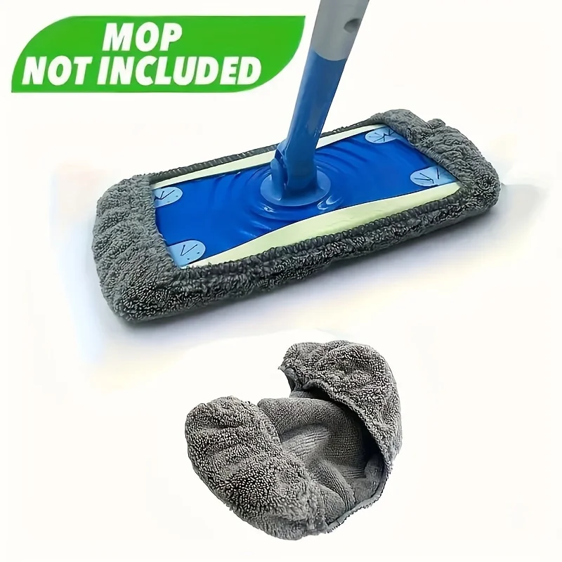 Tampon de vadrouille réutilisable 4 pièces, chiffon de vadrouille plat lavable et durable, adapté à un usage sec et humide,