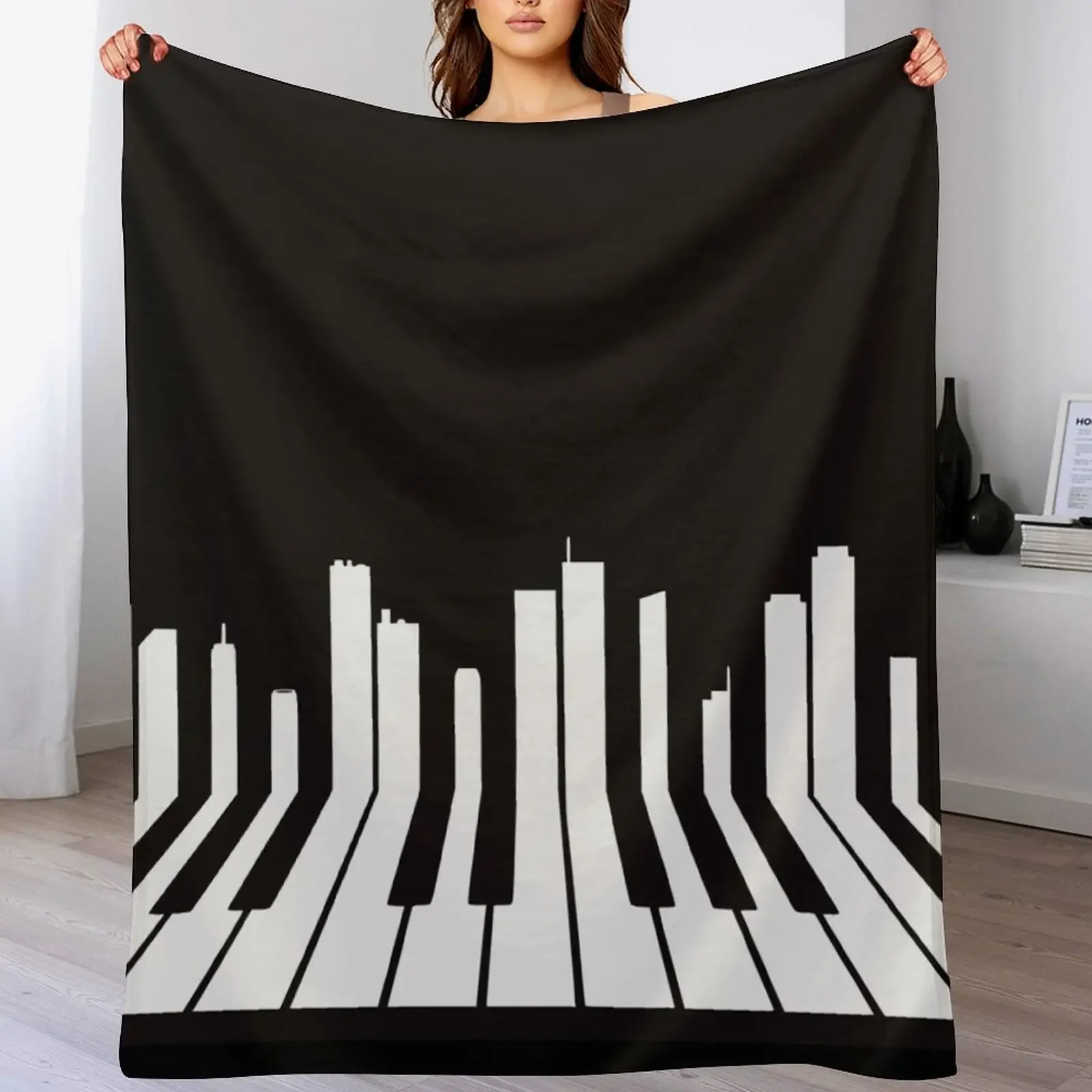 Piano City Music Throw Blanket All Season Lightweight Soft Blanket for Bed