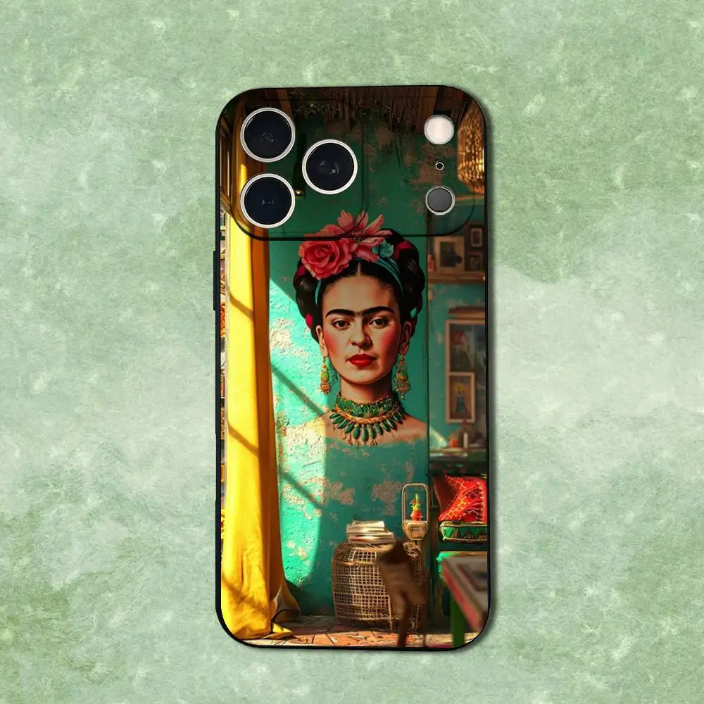حافظة هاتف عصرية من Art F-Fridas K-Kahlo لهاتف iPhone 14,13,17,12,11,16,15,Plus,Pro Max,XS,X,XR,SE,Mini,Soft غطاء أسود من السيليكون #2