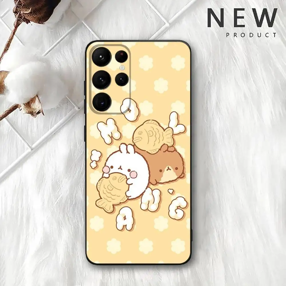 Funda de teléfono M-Molangs de dibujos animados para Samsung S 25,24,23,22,30,21,10,9,Ultra,Plus,Lite,FE,4,5G, funda blanda negra