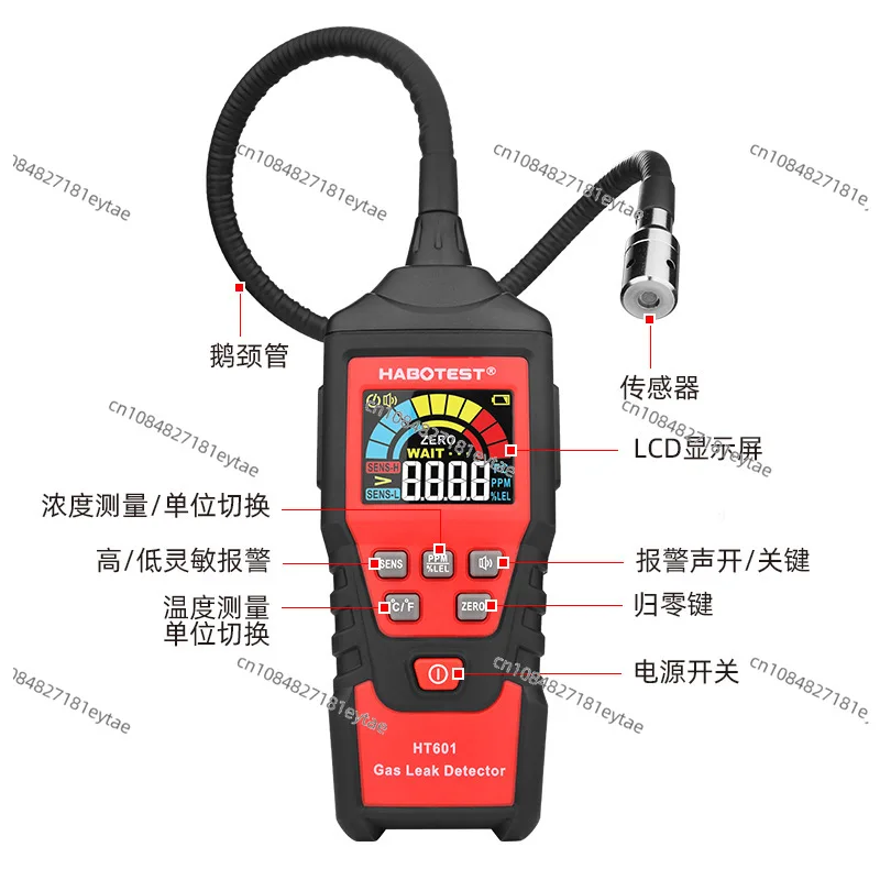 Digital, four-in-one with temperature, high and low value display combustible gas detector, high sensitivity can alarm