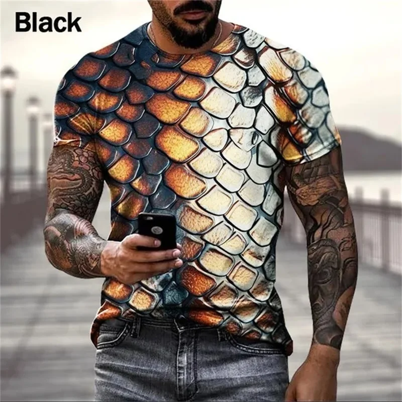 3d Printed Snakeskin Graphic T Shirt For Men Funny Personality Cool T-shirt Top Short Sleeve Plus Size Men\'s T Shirt Streetwear