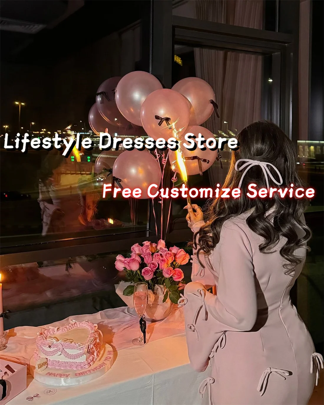 Customized Square Collar Long Sleeves Bow Formal Evening Dress for Arabic Women Birthday Wedding Party Gown Mermaid Formal Dress