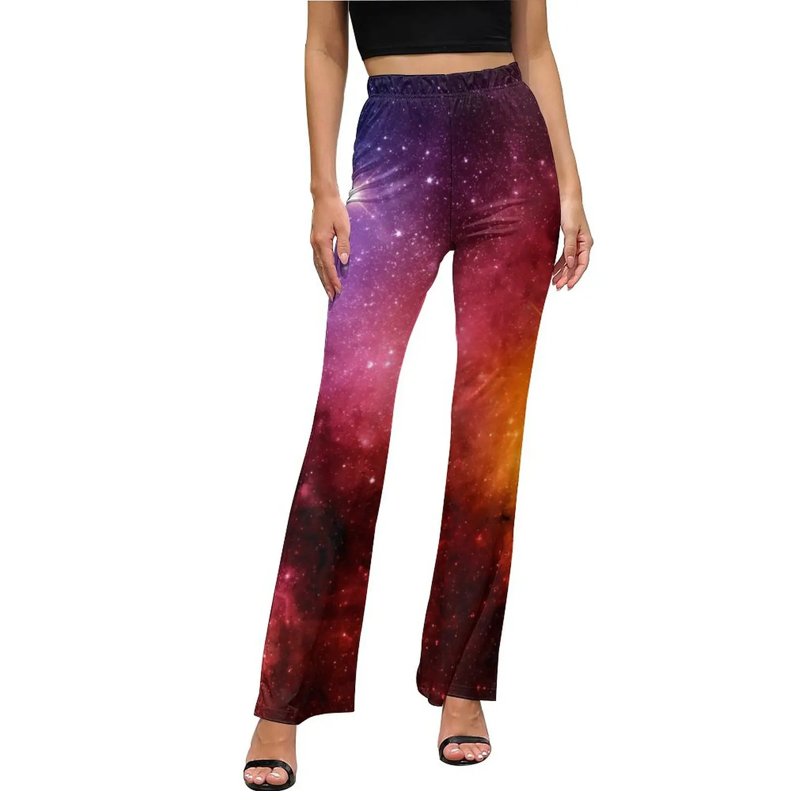 

Galaxy And Nebula Casual Pants Female Outer Space Slim Streetwear Flare Pants Summer Night Club Custom Trousers