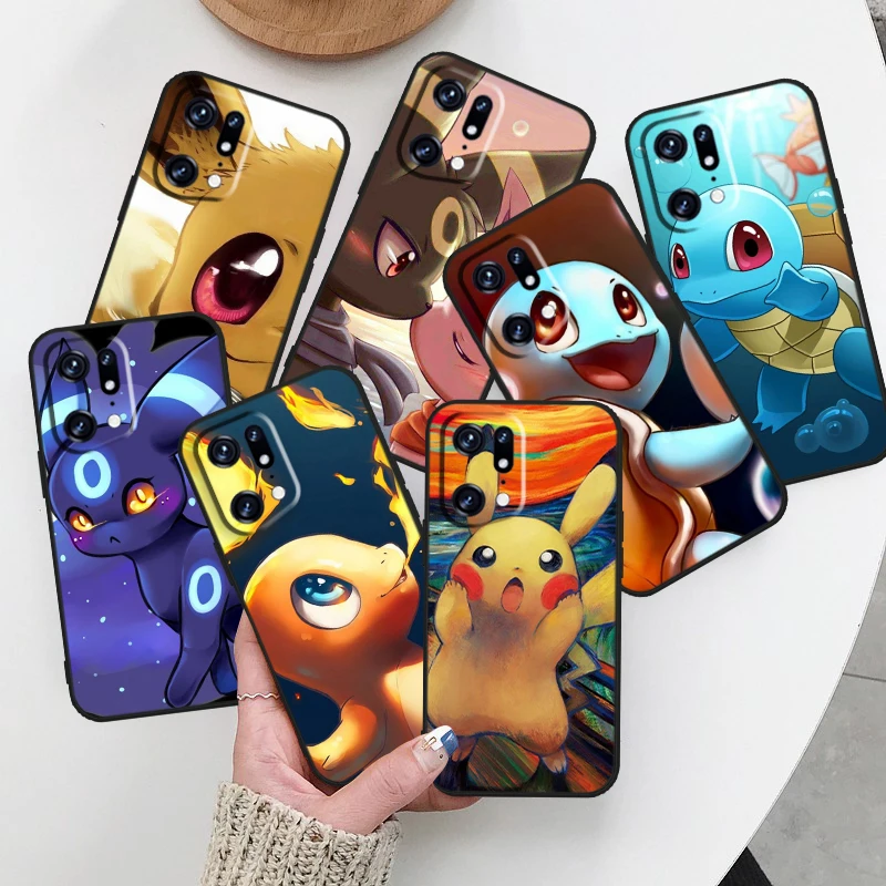 

Cartoon Pokemon Elves For OPPO Find X6 X5 X3 X2 Neo Lite Reno 9 8 7 7Z 7SE 6 5 Pro 4G 5G Silicone Black Phone Case Cover Fundas